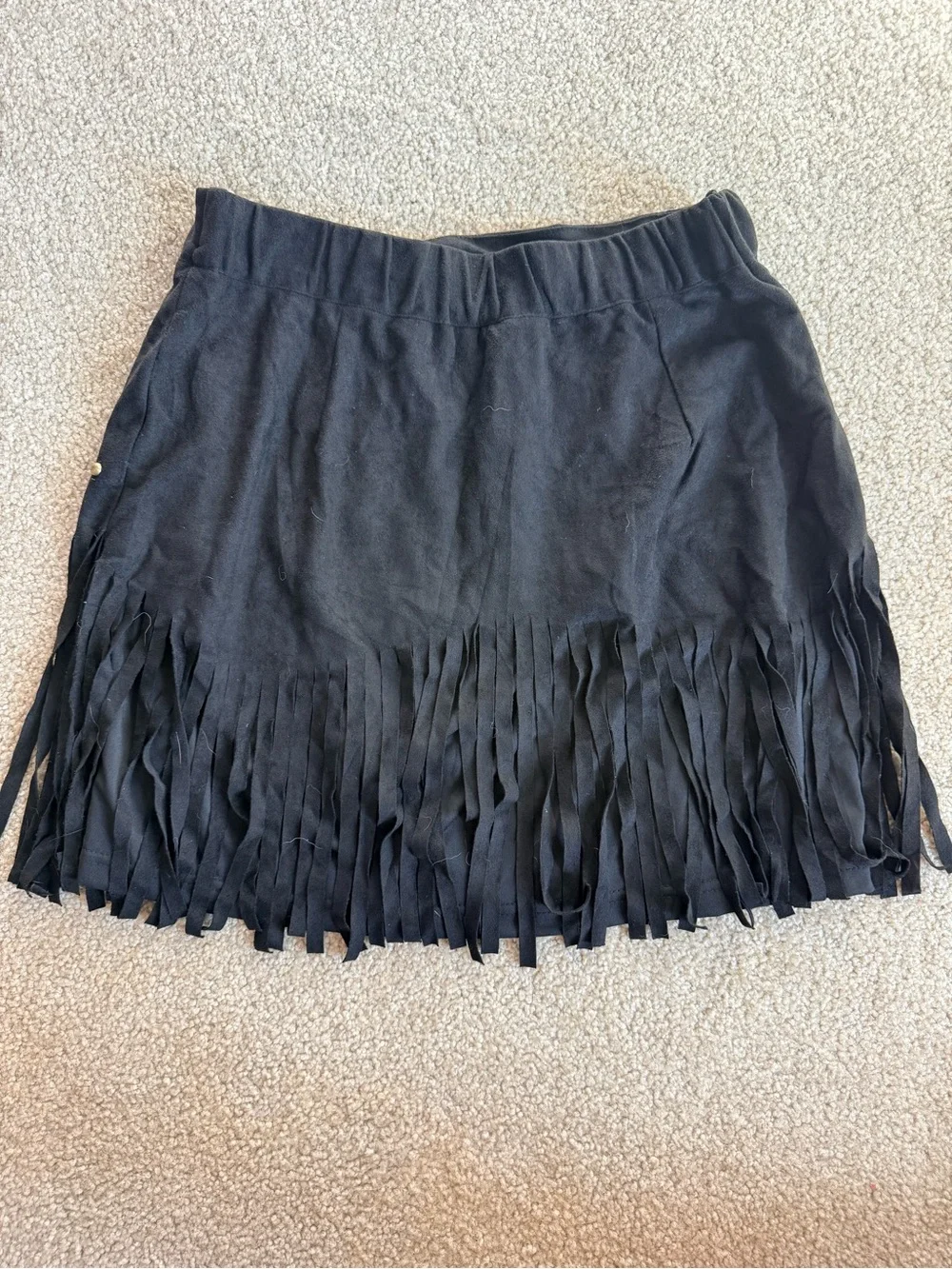 Black Fringe Mini Skirt with Stud Detail- missed return window, never worn